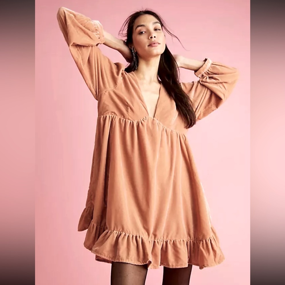 FREE PEOPLE Estella Mini Dress Size XSmall Rose Pearl